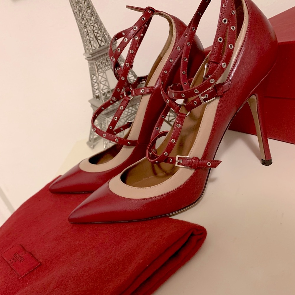 Valentino love latch strappy grommets pumps.